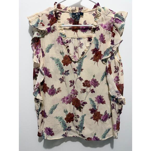 PAIGE Tops - Paige Floral Ruffle Sleeveless Blouse Women’s M